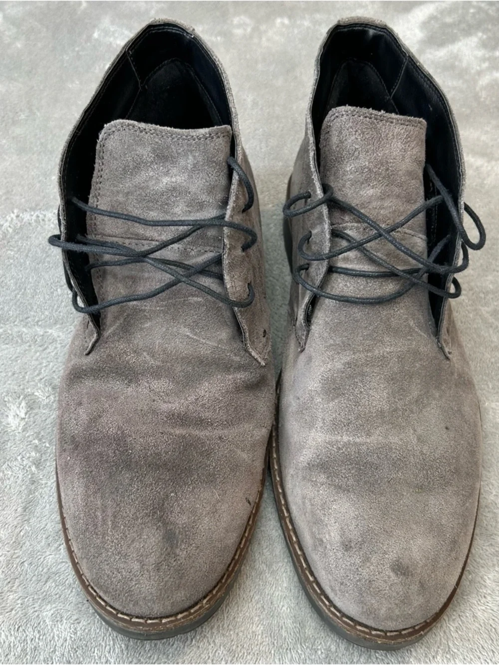 Nordstrom Mens Shop Suede Lace Up Grayson Ankle Boots Gray Size 10.5 US or 44 EU